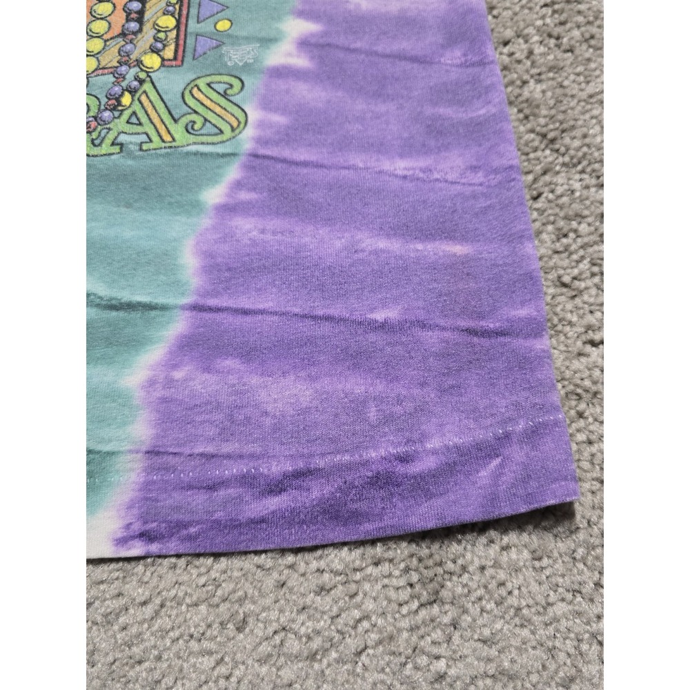 VTG Chopped Single Stitch Mardi Gras T Shirt Tie Dye Mens L 80s Screen Stars - Picture 4 of 16